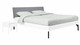 Bed Sky beuken met hoofdbord stof en poot metaal, wit stof basalt