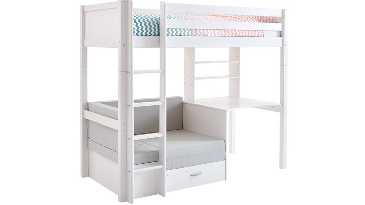 hoogslaper Jip met bedbank en bureau | Beter Bed halfhoogslaper Jip | Beter Bed
