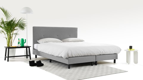 Boxspring Invito vlak met Bridge matras, lichtgrijs