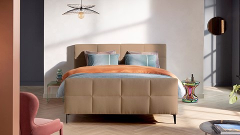 Boxspring Attraktiv Trendik vlak met gestoffeerd matras, caramel