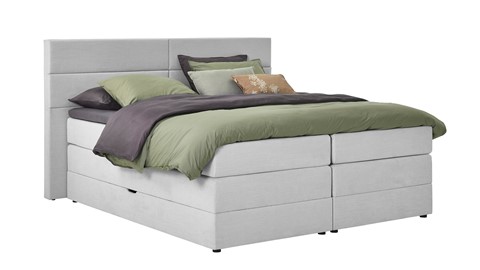 Opbergboxspring Pearl vlak met gestoffeerd matras, lightgrey