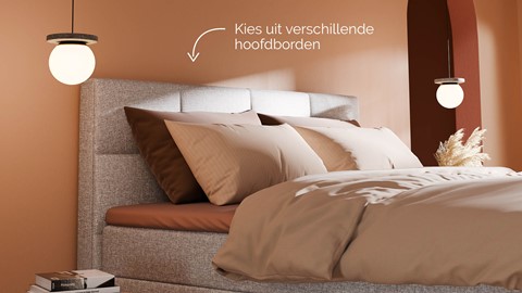 Boxspring Crystal linen touch vlak met gestoffeerd matras, light grey