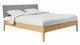 Bed Sky eiken met hoofdbord stof en poot hout, honing stof basalt