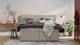 Opbergboxspring Pearl vlak met gestoffeerd matras, natural