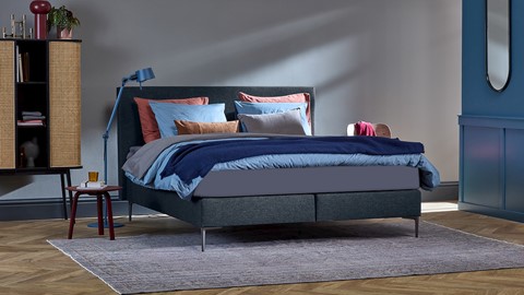 Boxspring Emerald vlak met B Bright 3100/3150 PK, navy