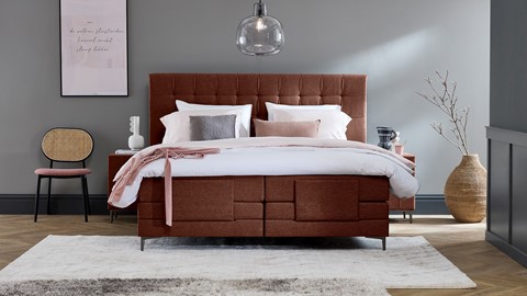 Boxspring Jade verstelbaar met gestoffeerd matras, copper