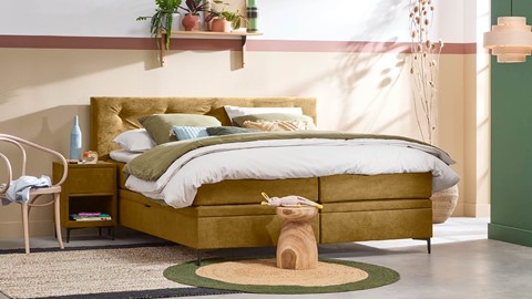 Opbergbox Citrine met gestoffeerd matras, ocre