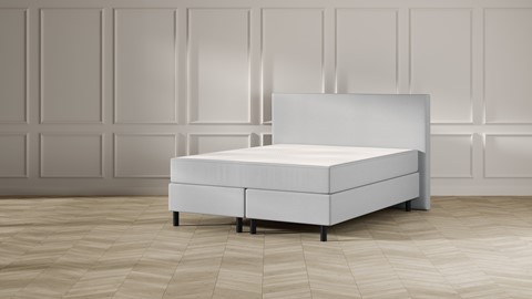 Boxspring Emma Deluxe Classic vlak met gestoffeerd matras en poot zwart, light grey