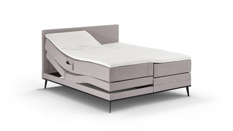 Boxspring Viggo verstelbaar met gestoffeerd matras, oakland grijs