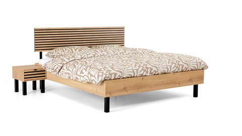 Bed Flint, bianco eiken/grafiet