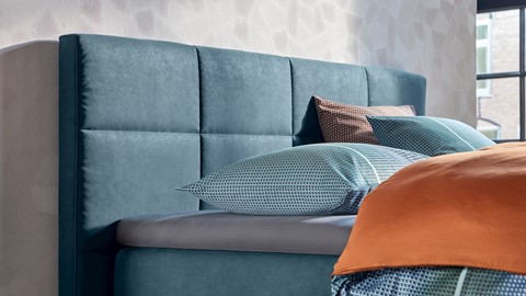 Boxspring Attraktiv Trendik vlak met gestoffeerd matras, challenger teal