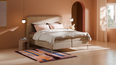 Boxspring Quartz - Velvet motif, beige