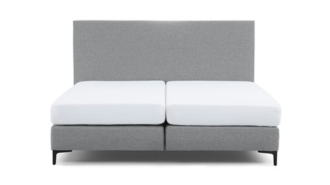 Boxspring Emerald vlak met Silver Pocket Deluxe Foam matras, light grey