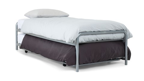 Bed met onderschuifbed Doppia, zilver