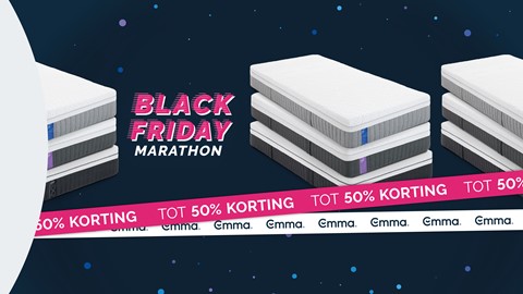 Een stapel matrassen met tekstoverlay