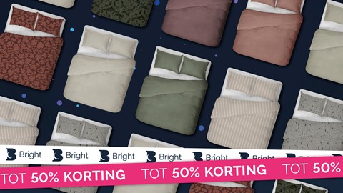 een groep bedden met verschillende gekleurde lakens