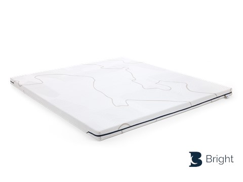 een wit matras met een blauwe streep erop