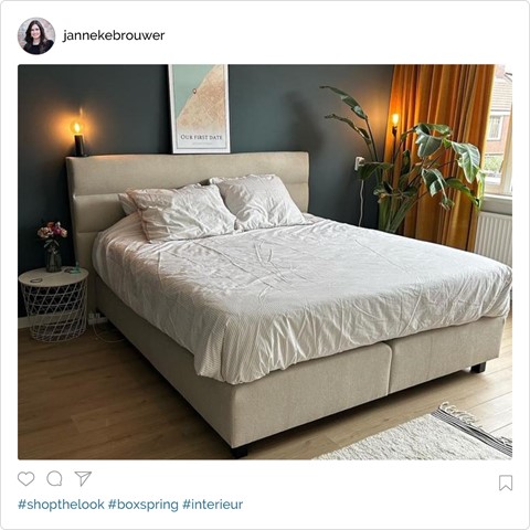 Boxspring Solid Lina vlak met gestoffeerd matras